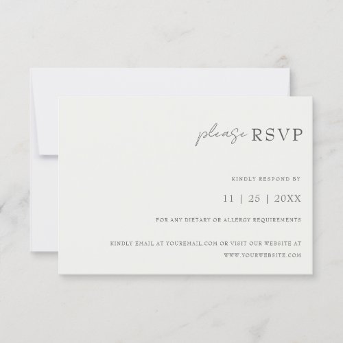 Modern Minimal Black And White Typography Wedding RSVP Card