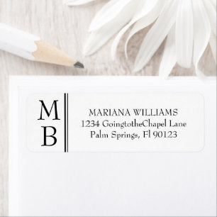 Modern Minimal Black and White Wedding RSVP Label