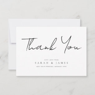Modern Minimal Black and White Wedding Thank You