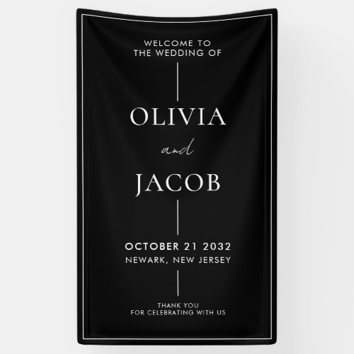 Modern Minimal Black and White Wedding Welcome Banner