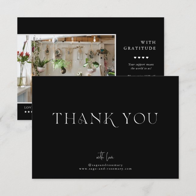 Modern Minimal | Black Business Thank You (Front/Back)