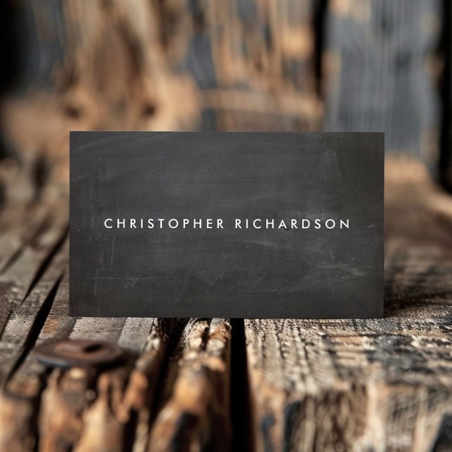 Modern Minimal Black Chalkboard Masculine Dark Business Card (Creator Uploaded)