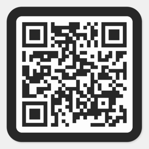 Modern minimal black custom QR code cool marketing Square Sticker