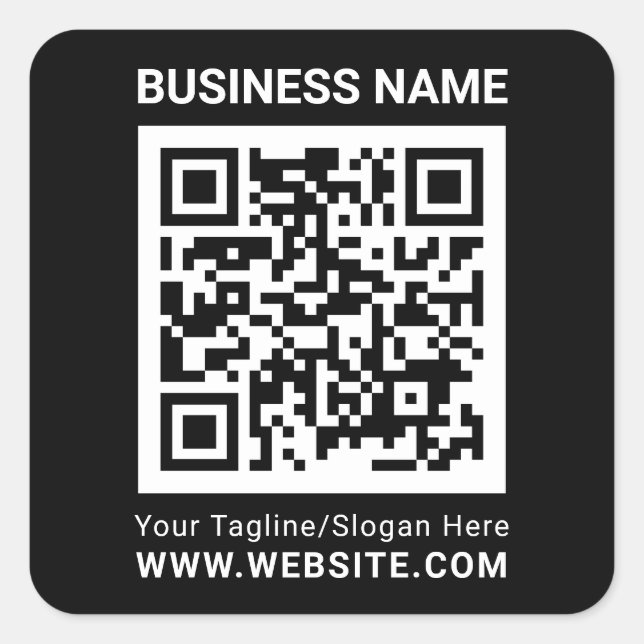 Modern minimal black custom QR code professional Square Sticker (Front)