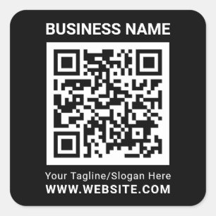 Modern minimal black custom QR code professional Square Sticker