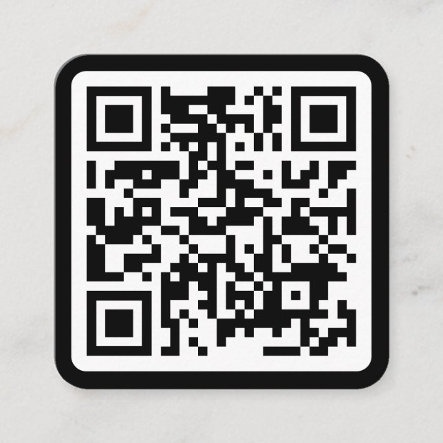 Modern minimal black custom QR code social media Square Business Card (Front)