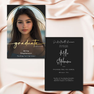 Modern Minimal Black Foil Graduation Announcement