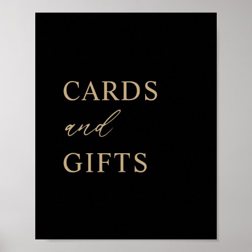 Modern Minimal Black Gold Wedding Cards and Gifts Poster