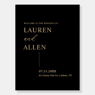 Modern Minimal Black Gold Wedding Welcome Sign