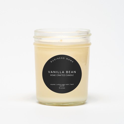 Modern Minimal Black Homemade Candle Product Label