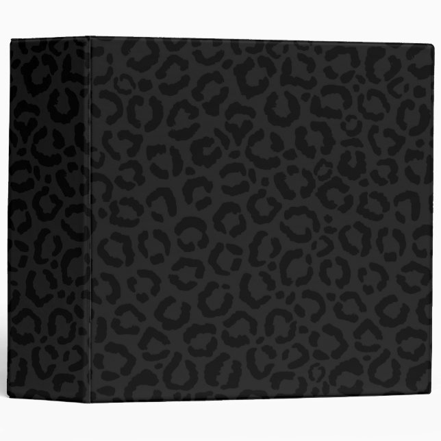 Modern Minimal Black Leopard Print 3 Ring Binder (Front/Spine)