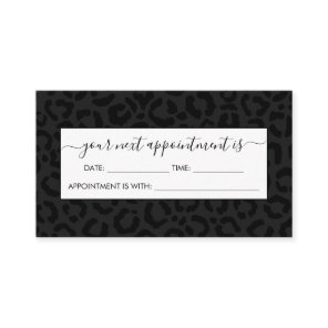 Modern Minimal Black Leopard Print Appointment Card