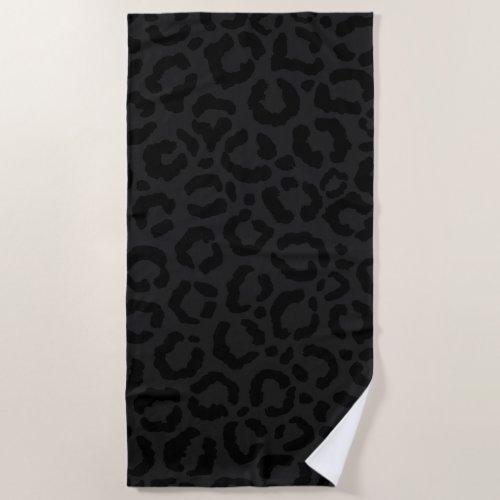 Modern Minimal Black Leopard Print Beach Towel