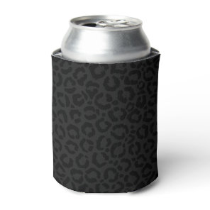Modern Minimal Black Leopard Print Can Cooler