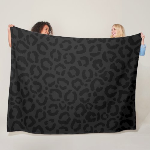 Modern Minimal Black Leopard Print Fleece Blanket