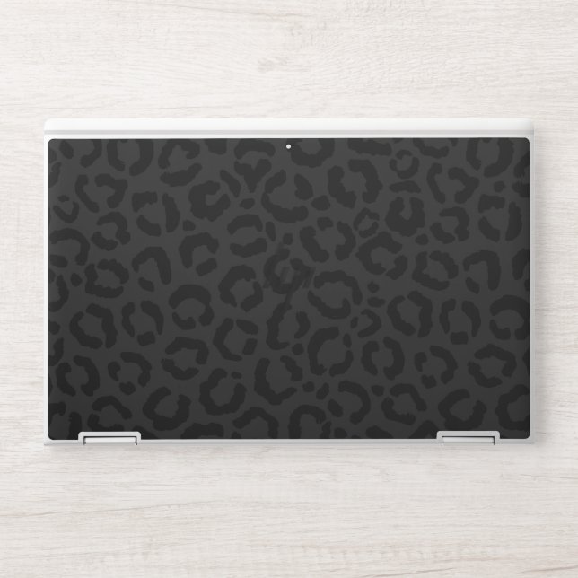 Modern Minimal Black Leopard Print HP Laptop Skin (Front)