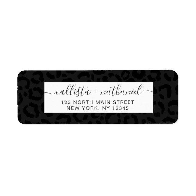 Modern Minimal Black Leopard Print Label (Front)