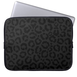 Modern Minimal Black Leopard Print Laptop Sleeve
