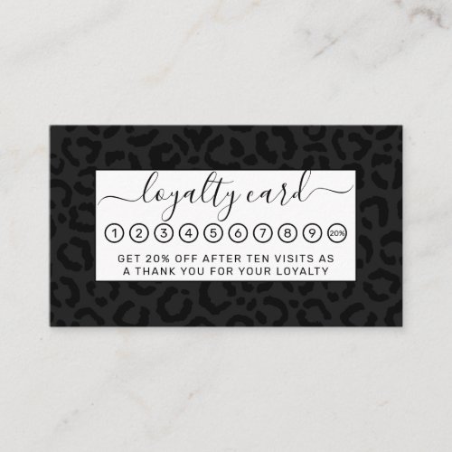 Modern Minimal Black Leopard Print Loyalty Card