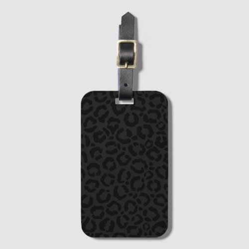 Modern Minimal Black Leopard Print Luggage Tag