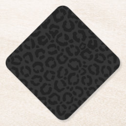 Modern Minimal Black Leopard Print Paper Coaster