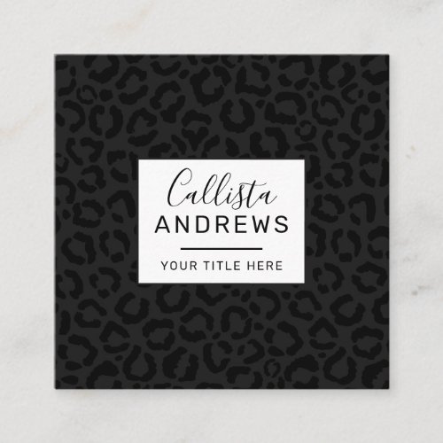 Modern Minimal Black Leopard Print Square Business Card