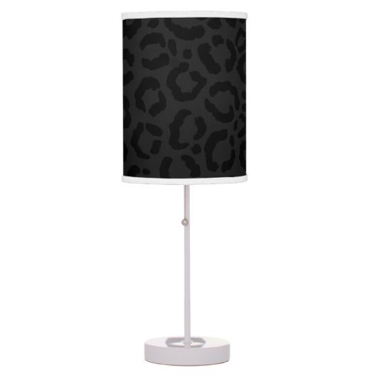 Modern Minimal Black Leopard Print Table Lamp (Front)