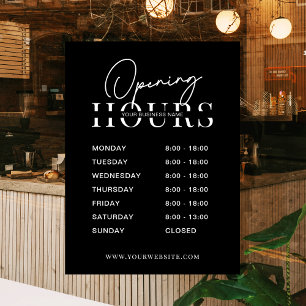 Modern Minimal Black Logo Business Opening Hours Window Cling