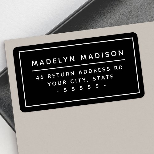 Modern minimal black or any color return address label