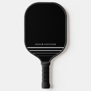 Modern Minimal Black Personalized Name Pickleball Paddle