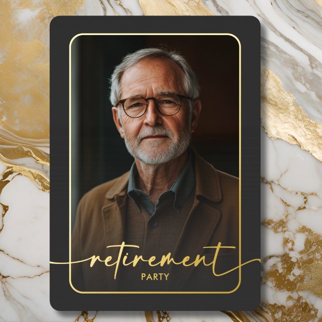 Modern Minimal Black Photo Retirement Party Foil Invitation (Modern Minimal Black Photo Retirement Party Foil Invitation)
