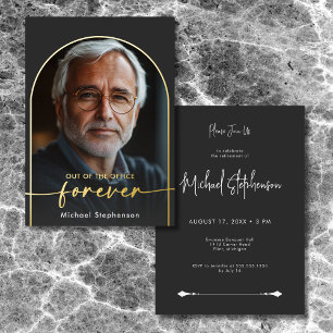 Modern Minimal Black Retirement Party Foil Invitation