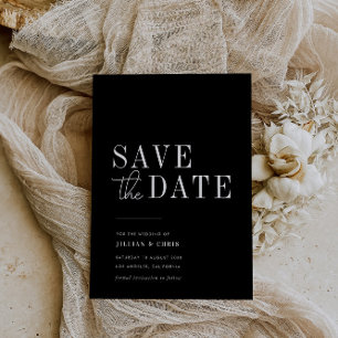 modern minimal black save the date card