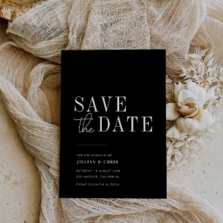 modern minimal black save the date card