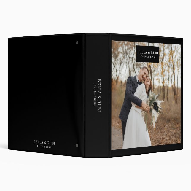 Modern Minimal Black Wedding Album Binder (Background)