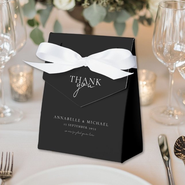 Modern, Minimal, Black, Wedding Favor Boxes (Modern, Minimal, Black-White, Wedding Favor Boxes)