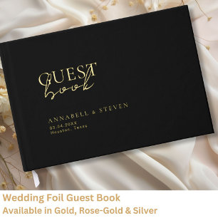 Modern, Minimal, Black, Wedding Foil Guest Book