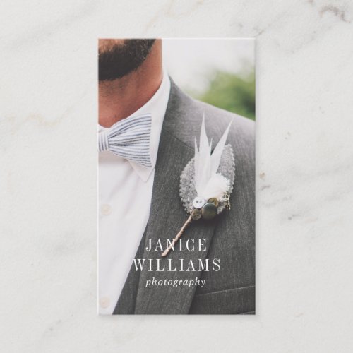 Modern minimal black wedding photography elegant business card