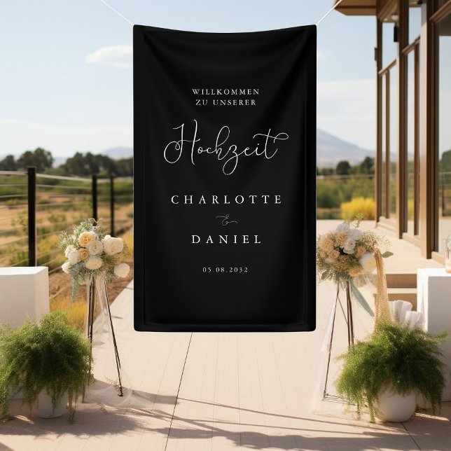 Modern, minimal, black "Welcome" wedding Banner (Creator Uploaded)