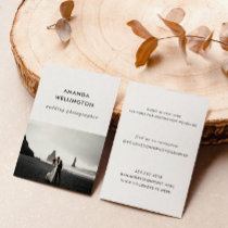Modern Minimal Black White 1 Photo Vertical Business Card