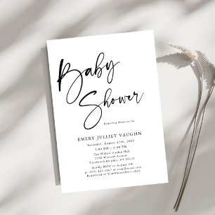 Modern Minimal Black & White Baby Shower Invitation