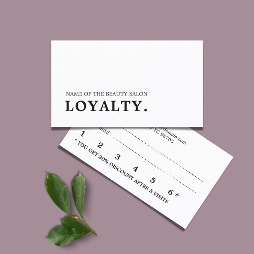 Modern Minimal Black White Beauty Loyalty Card