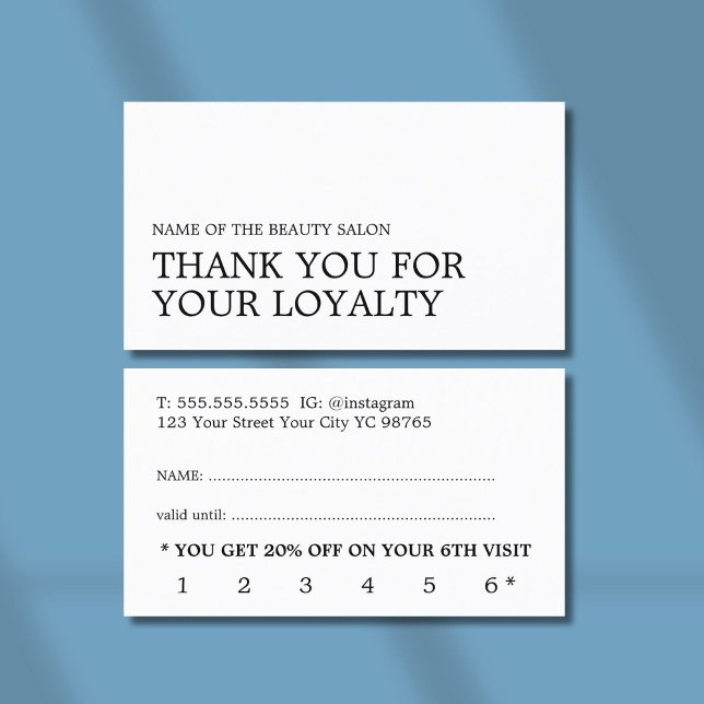 Modern Minimal Black White Beauty Loyalty Card (Creator Uploaded)