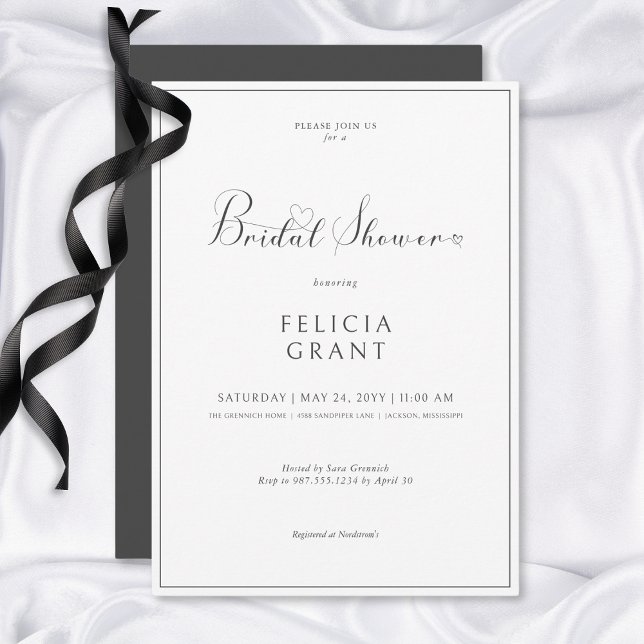 Modern Minimal Black & White Bridal Shower Invitation (Modern Minimal Black & White Bridal Shower Invitation)