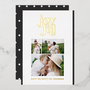 Modern minimal black white Christmas typography  Foil Holiday Card