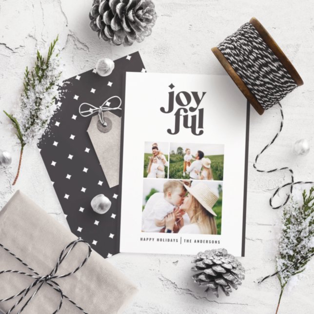 Modern minimal black white Christmas typography Holiday Card (Creator Uploaded)