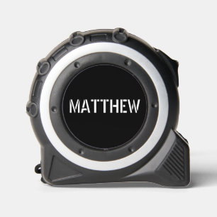 Modern Minimal Black White Custom Name Tape Measure