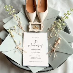 Modern minimal black white detail QR code wedding Invitation