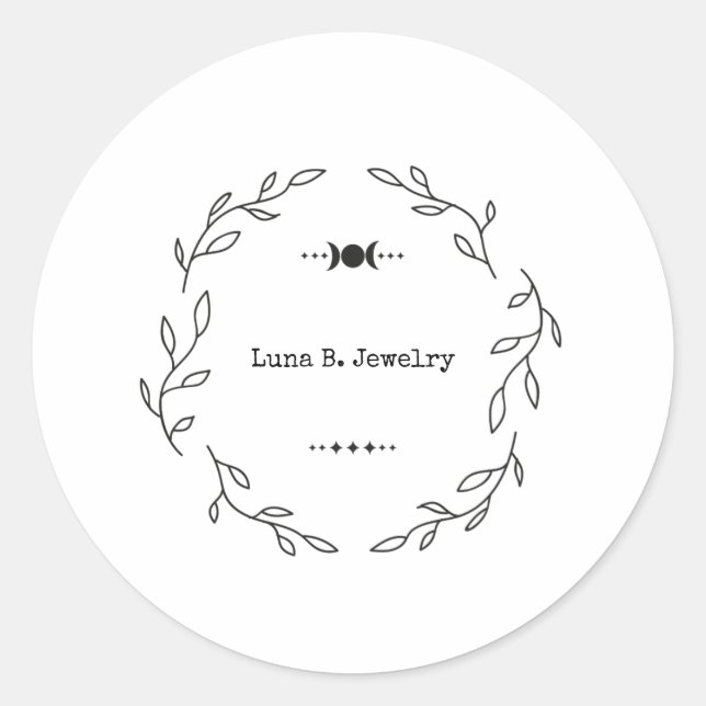 Modern Minimal Black & White Forest Moon Classic Round Sticker (Front)