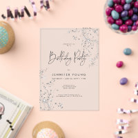 Modern Minimal Black White Glam Diamonds Birthday